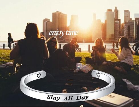 CENWA Slay All Day Feminist Jewelry Boss Lady Bracelet Coworker Gift College Student Gift Best Friend Gift in Saudi Arabia