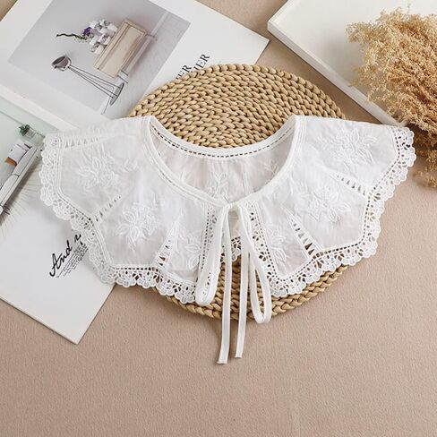 Elegtiskas Women’s Dechable False Collar Neck Ruff Mini Lace Cape Dickey Collar in Saudi Arabia
