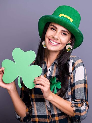 St Patricks Day Earrings Dangling Beaded Green Shamrock Earrings Handmade Lucky Clover Beer Glass Leprechaun Teardrop Drop Dangle Earrings Funny Irish Holiday Jewelry Gift for Women Girls in Saudi Arabia