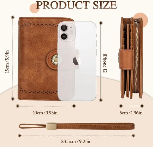 Leather RFID Blocking Wallet for Women Medium Bifold Ladies Wallets 18 Card Slots Large Capacity Small Coin Purse in Kuwait