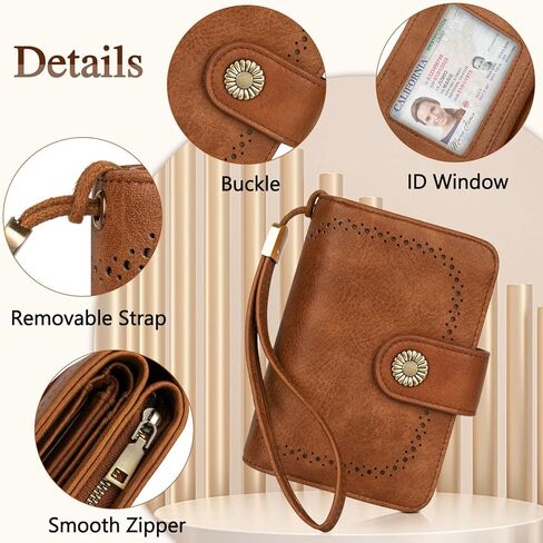 Leather RFID Blocking Wallet for Women Medium Bifold Ladies Wallets 18 Card Slots Large Capacity Small Coin Purse in Kuwait