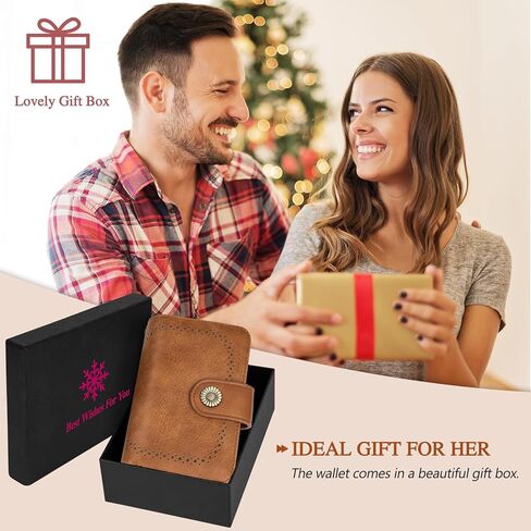 Leather RFID Blocking Wallet for Women Medium Bifold Ladies Wallets 18 Card Slots Large Capacity Small Coin Purse in Kuwait