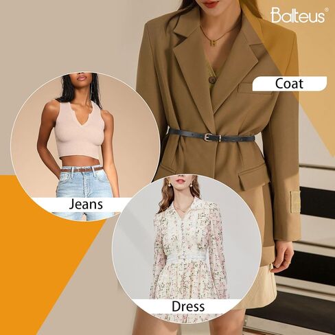 Balteus المرأة نحيل حزام 4 مجموعة رقيقة حزام جلد فو مع الذهب مزدوج O مشبك لفساتين الصيف الجينز والسراويل in Kuwait