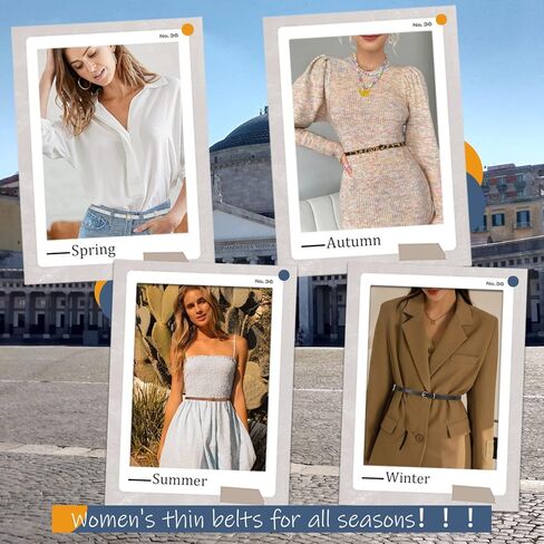 Balteus المرأة نحيل حزام 4 مجموعة رقيقة حزام جلد فو مع الذهب مزدوج O مشبك لفساتين الصيف الجينز والسراويل in Kuwait