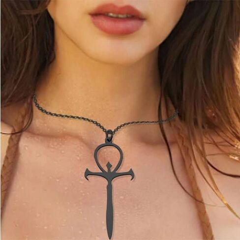 LBSBO Vampire Ankh Pendant Necklace Stainless Steel Vampire Cross Symbol Jewelry in Saudi Arabia