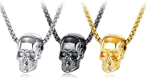 GOLEDU الجمجمة التيتانيوم الصلب قلادة الشارع أزياء الرجال قلادة الشرير الصخرة الصبي الجمجمة قلادة الفولاذ المقاوم للصدأ الملحقات in Kuwait