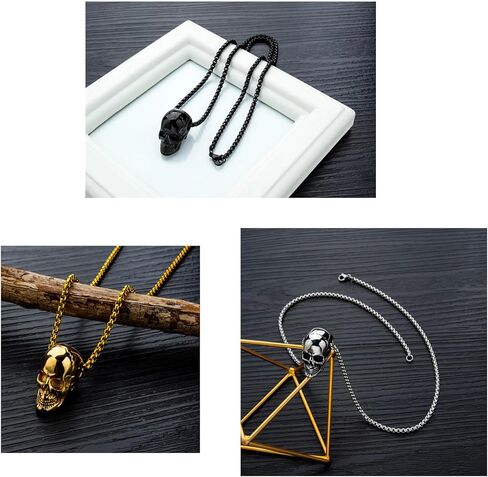 GOLEDU الجمجمة التيتانيوم الصلب قلادة الشارع أزياء الرجال قلادة الشرير الصخرة الصبي الجمجمة قلادة الفولاذ المقاوم للصدأ الملحقات in Kuwait