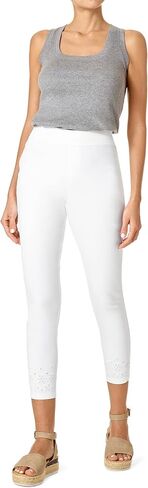 HUE Women's Embroidered Eyelet Hem Denim Skimmer Legging in Saudi Arabia