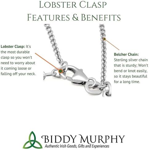 Biddy Murphy 925 Sterling Silver Celtic Trinity Knot Pendant & Connemara Marble Inlay, Traditional Irish Women's Jewelry Handcrafted by Ireland's Finest Artisan Jewelers, 18" Inch in Saudi Arabia
