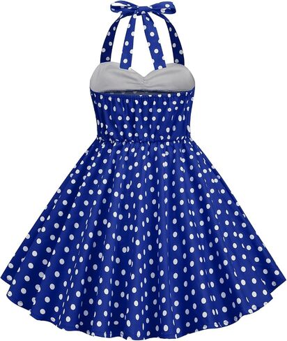 KISSOURBABY Girls 50s Sweetheart Vintage Flower Swing Straps Prom Dress with Polka Dots 3-11Years in Saudi Arabia