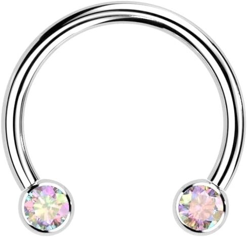 Pierced Owl 16GA F136 Implant Grade Titanium Threadless CZ Crystal Ends Horseshoe Circular Barbell in Saudi Arabia