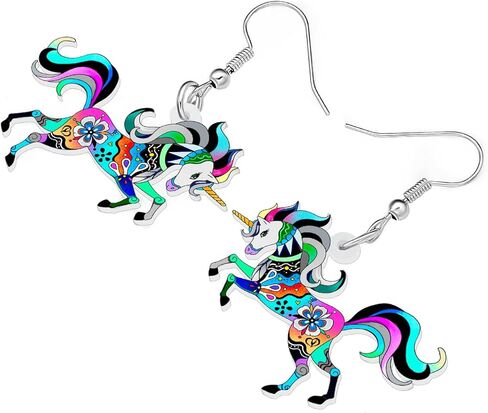 BONSNY Cute Acrylic Unicorn Earrings Gifts Party Favors Dangle Jewelry for Women Girls Kids Accessories in Kuwait