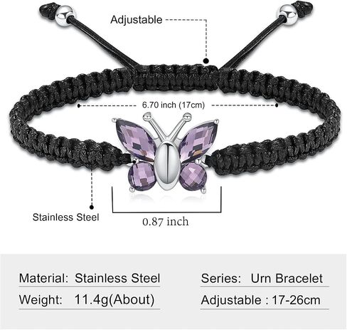 shajwo Cremation Jewelry Butterfly Urn Bracelet for Human Ashes for Women Adjustable Memorial Keepsake Rope Bracelet in Saudi Arabia