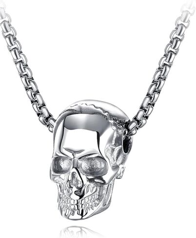 GOLEDU الجمجمة التيتانيوم الصلب قلادة الشارع أزياء الرجال قلادة الشرير الصخرة الصبي الجمجمة قلادة الفولاذ المقاوم للصدأ الملحقات in Kuwait