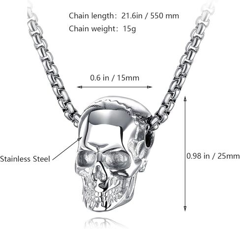 GOLEDU الجمجمة التيتانيوم الصلب قلادة الشارع أزياء الرجال قلادة الشرير الصخرة الصبي الجمجمة قلادة الفولاذ المقاوم للصدأ الملحقات in Kuwait