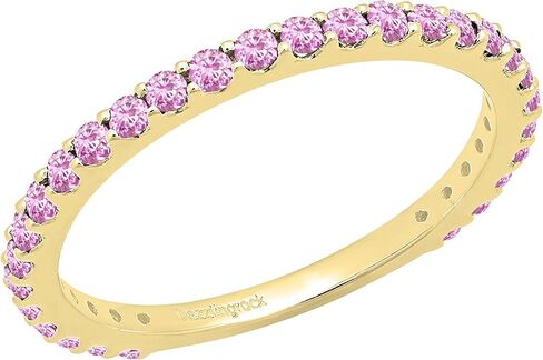 مجموعة Dazzlingrock Collection Round Lab مكونة من خاتم زفاف على طراز الخلود من الياقوت الوردي للنساء من الذهب عيار 14 قيراط in Kuwait