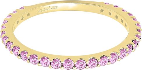 مجموعة Dazzlingrock Collection Round Lab مكونة من خاتم زفاف على طراز الخلود من الياقوت الوردي للنساء من الذهب عيار 14 قيراط in Kuwait