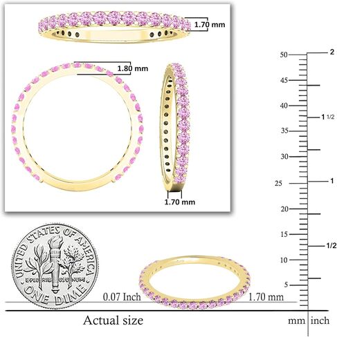 مجموعة Dazzlingrock Collection Round Lab مكونة من خاتم زفاف على طراز الخلود من الياقوت الوردي للنساء من الذهب عيار 14 قيراط in Kuwait