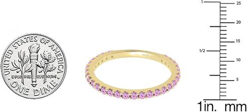 مجموعة Dazzlingrock Collection Round Lab مكونة من خاتم زفاف على طراز الخلود من الياقوت الوردي للنساء من الذهب عيار 14 قيراط in Kuwait