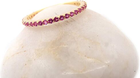 مجموعة Dazzlingrock Collection Round Lab مكونة من خاتم زفاف على طراز الخلود من الياقوت الوردي للنساء من الذهب عيار 14 قيراط in Kuwait