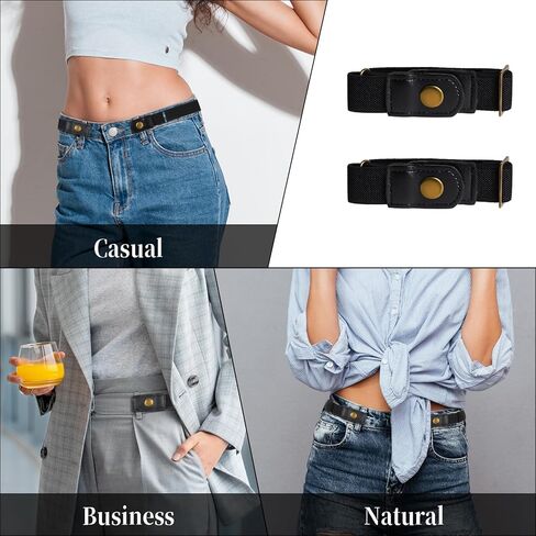 DIVINA VITAE حزام بدون إبزيم للرجال والنساء، حزام مطاطي بدون إبزيم قابل للتعديل للنساء، حزام جانبي غير مرئي بدون إبزيم حزام مريح للسراويل القصيرة والفستان (زوج واحد) in Kuwait