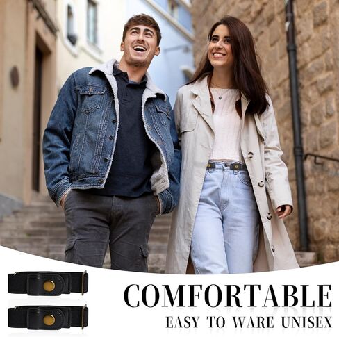 DIVINA VITAE حزام بدون إبزيم للرجال والنساء، حزام مطاطي بدون إبزيم قابل للتعديل للنساء، حزام جانبي غير مرئي بدون إبزيم حزام مريح للسراويل القصيرة والفستان (زوج واحد) in Kuwait