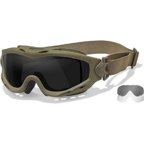 Wiley X Spear Goggle Sunglasses, ANSI Z87 Safety Ballistic Rated Goggles for Men and Women, UV Eye Protection for Shooting and Tactical, Tan Frames, Smoke Grey and Clear Changeable Lenses in Kuwait