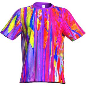 aofmoka Ultraviolet Fluorescent Handmade Art Neon Blacklight Reactive Print Men T-Shirt in Saudi Arabia