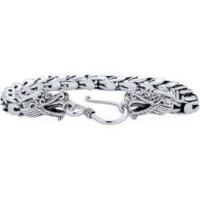 Bling Jewelry Unisex Bali Byzantine Chain Link Asian Dragon Bracelet Eye And Hook Antiqued 925 Sterling Silver For Women Men Teen Hand Crafted Made In Thailand 7, 7.5,8, 9 Inches in Kuwait