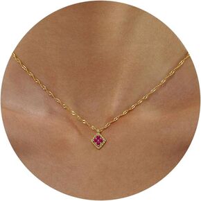 Birthstone Necklace for Women, Birthday Gifts for Her Gold Birthstone Necklaces for Women Teen Girl Gifts Trendy Rhomboid Pendant Necklace 21st 30th Mom Birthday Gift Christmas Jewelry in Kuwait