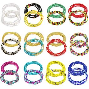 24 قطعة من خرز الخصر للنساء من Honsny، سلاسل الخصر للنساء، سلسلة الجسم، خرز البطن، سلسلة مرنة، خرز خصر أفريقي ملون، حجم كبير لفقدان مجوهرات بيكيني الشاطئ للنساء والفتيات in Kuwait