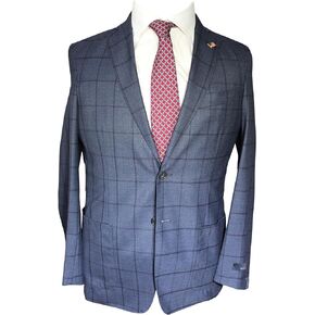 Brooks Brothers Regent Unlined Patched Pockets Denim Blue Windowpane Suit Size 38 Short in Saudi Arabia