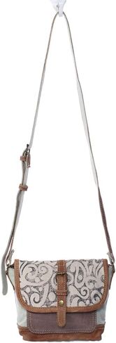 Myra Bag Leaf Swirls Upcycled Canvas Crossbody Bag S-1153, Brown, Size One Size in Saudi Arabia