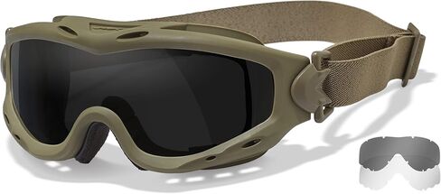 Wiley X Spear Goggle Sunglasses, ANSI Z87 Safety Ballistic Rated Goggles for Men and Women, UV Eye Protection for Shooting and Tactical, Tan Frames, Smoke Grey and Clear Changeable Lenses in Saudi Arabia