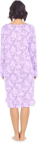 Casual Nights Women's Long Sleeve Nightgown | Printed Henley Sleepwear Nightshirt in Saudi Arabia