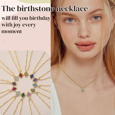 قلادة جوهرة الميلاد للنساء، هدايا عيد ميلاد لها، قلادات ذهبية للنساء العصرية المعينية جوهرة الميلاد قلادة قلادة 21st 30th أمي هدية عيد ميلاد مجوهرات عيد الميلاد لصديقة ابنة تخزين المواد للمراهقين in Kuwait