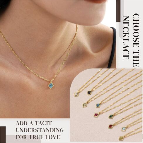 قلادة جوهرة الميلاد للنساء، هدايا عيد ميلاد لها، قلادات ذهبية للنساء العصرية المعينية جوهرة الميلاد قلادة قلادة 21st 30th أمي هدية عيد ميلاد مجوهرات عيد الميلاد لصديقة ابنة تخزين المواد للمراهقين in Kuwait