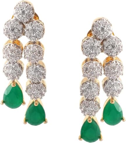 Jewar Necklace Set Ad Cz Gold Plated Two Tone Multi-Stones Indian Jewelry For Women & Girls in Saudi Arabia