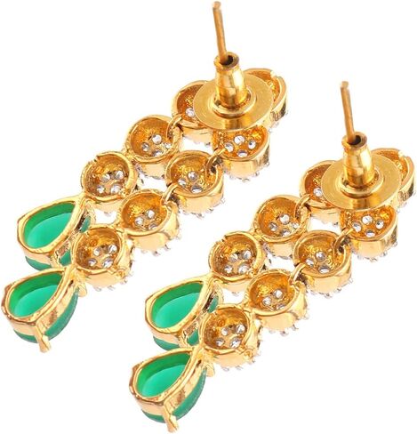 Jewar Necklace Set Ad Cz Gold Plated Two Tone Multi-Stones Indian Jewelry For Women & Girls in Saudi Arabia