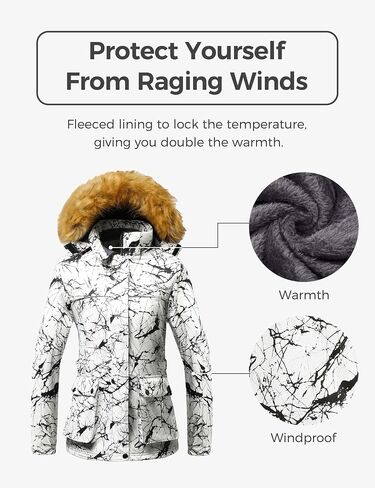 Wantdo Women's Waterproof Ski Jacket Windproof Winter Snow Coat Mountain Snowboarding Jackets Outdoor Fleece Parka in Saudi Arabia
