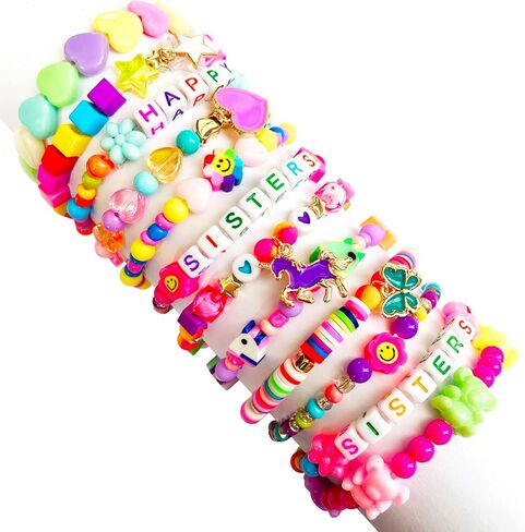 إليميرسا 10 قطع سوار فتاة قابل للتمدد الخرزة أساور ملونة قوس قزح بوهو الخرزة سوار اللؤلؤ للأطفال الصغار الفتيات الصغار in Kuwait