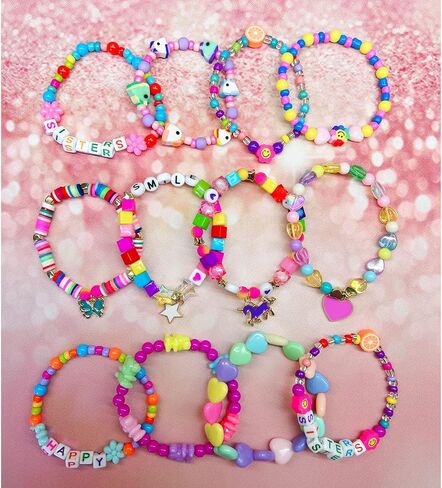 إليميرسا 10 قطع سوار فتاة قابل للتمدد الخرزة أساور ملونة قوس قزح بوهو الخرزة سوار اللؤلؤ للأطفال الصغار الفتيات الصغار in Kuwait