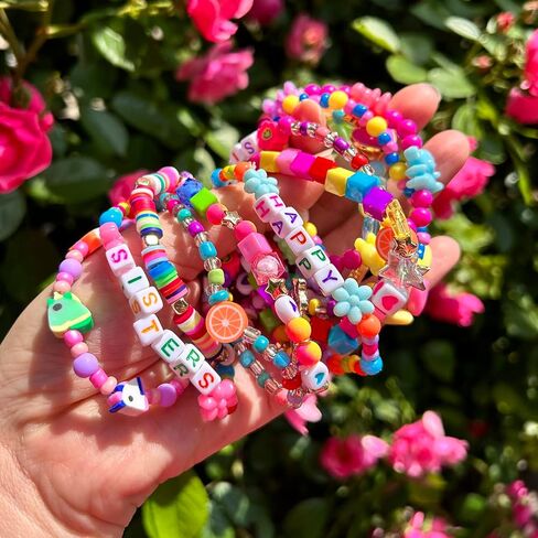 إليميرسا 10 قطع سوار فتاة قابل للتمدد الخرزة أساور ملونة قوس قزح بوهو الخرزة سوار اللؤلؤ للأطفال الصغار الفتيات الصغار in Kuwait