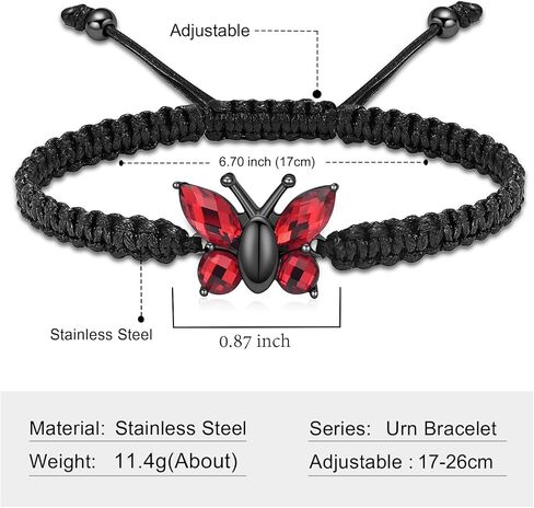 shajwo Cremation Jewelry Butterfly Urn Bracelet for Human Ashes for Women Adjustable Memorial Keepsake Rope Bracelet in Saudi Arabia