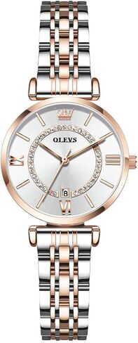 OLEVS Women's Casual Stainless Steel Watch, Small Wrist Simple Watch for Women, Elegant Diamond Roman Numerals Ladies Dress Watch in Kuwait