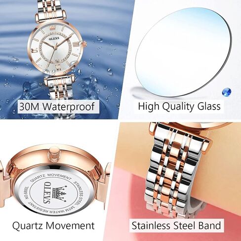 OLEVS Women's Casual Stainless Steel Watch, Small Wrist Simple Watch for Women, Elegant Diamond Roman Numerals Ladies Dress Watch in Kuwait