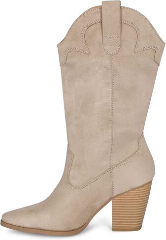 STYLISH S ONYX ~ Womens Western Mid Calf Boots Pointed Toe Stacked Heel Cowboy Boots in Saudi Arabia