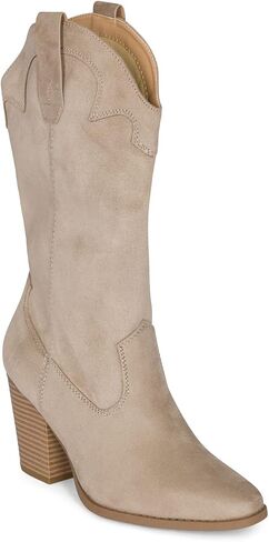 STYLISH S ONYX ~ Womens Western Mid Calf Boots Pointed Toe Stacked Heel Cowboy Boots in Saudi Arabia