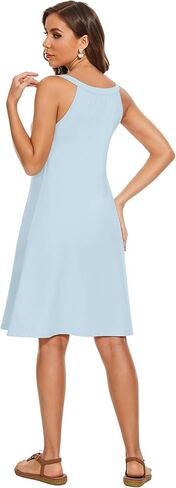 TAIPOVE ملابس نوم نسائية بدون أكمام مع حمالة صدر مدمجة من القطن برقبة رسن فساتين ناعمة ومريحة ملابس نوم لطيفة in Kuwait