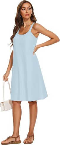 TAIPOVE ملابس نوم نسائية بدون أكمام مع حمالة صدر مدمجة من القطن برقبة رسن فساتين ناعمة ومريحة ملابس نوم لطيفة in Kuwait